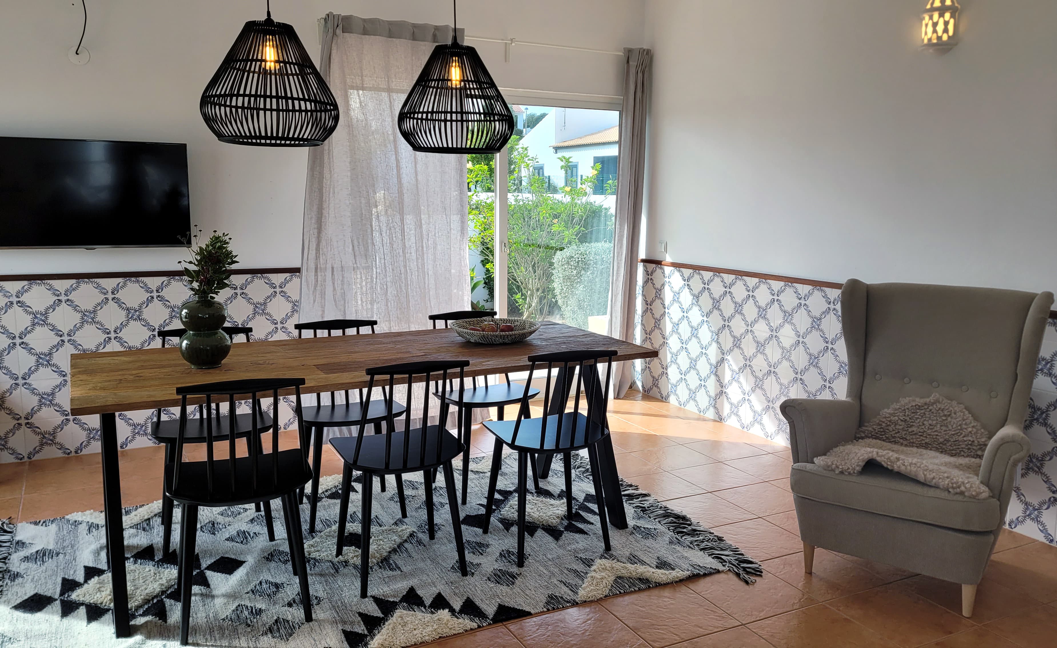 Open-plan living and dining area